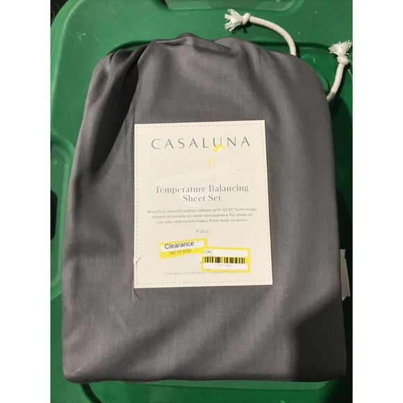 Casaluna‎ Supima Percale Sheet Set Queen Size Dark Gray 250 Thread Count - Picture 1 of 2